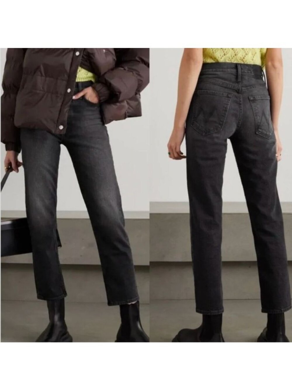 NEW Mother The Tomcat Ankle Black Jeans Lies Lies Lies Denim Size 25 $228 [jb]